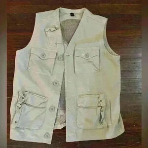 Schott Vest Men Sz Sm/med Survival Utility Cargo Civilian & Military Tan Pockets